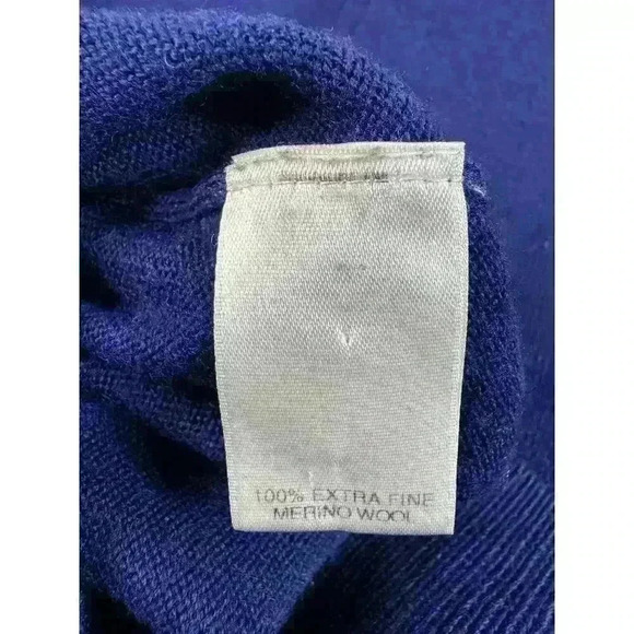 Extra Fine Merino Wool V Neck Sweater Blue Mens Size L Classic Preppy Turnbury - Picture 9 of 10